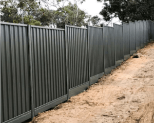 steel fence in dirt