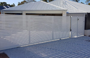 Sliding security gate around house